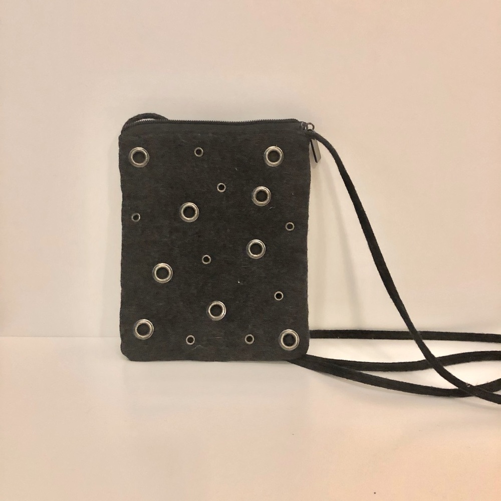 Small Boho Charcoal Gray Wool Cross-Body Bag